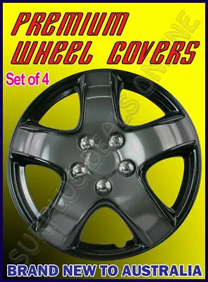 Premium Wheel Covers 14  Ice Black And Charcoal - SET OF 4 (#998IBCHR) • $75.95