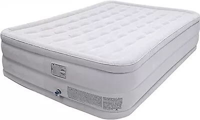 ECASA Queen Deluxe Pillow Rest Raised Air Bed With Built-in Air Pump White • £69.95