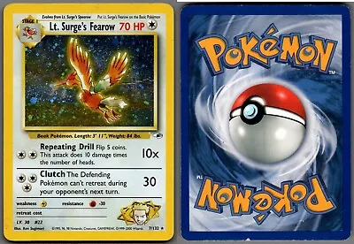 $18.99 • Buy 2000 Pokemon, Gym Heroes, #7/132 Lt. Surge's Fearow, Holo Rare (c)