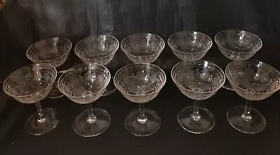 Vintage Etched Floral Crystal Champagne/Cocktail Glasses 1940 S  1 Item • $10