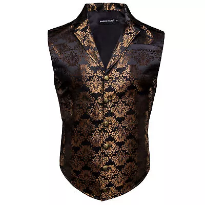 Grey Gold Orange Pink Silk Mens Waistcoats Victorian Gilet Steampunk Vest Suit  • $28.99