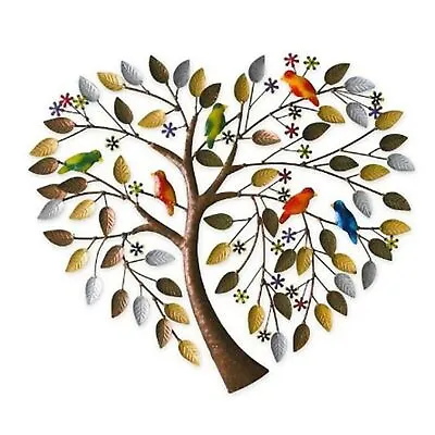 Heart Shape Family Tree Of Life Metal Wall Art Bird Ornament Home Decorations • £13.81