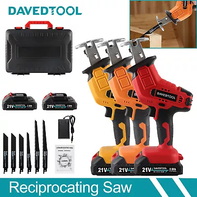 21V Cordless Reciprocating Saw Sabre Saw 1/2xBatteries 0-3000rpm Variable Speed • £25.99