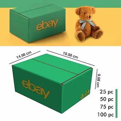 EBay Branded Packaging Small Cardboard Box (14.98cmx19.98cmx9.98cm) Green/Yellow • £18.08