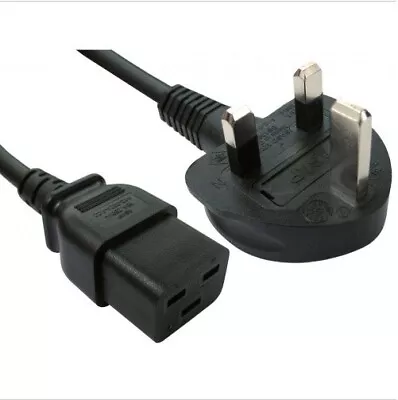 2m C19 UPS Power Cable Lead UK 3 Pin Plug To International IEC Mains Server • £10.75