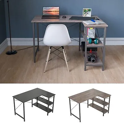 WestWood L-shape Corner Computer Desk 3-Level Shelf Work Game Table Workstation  • £39.99