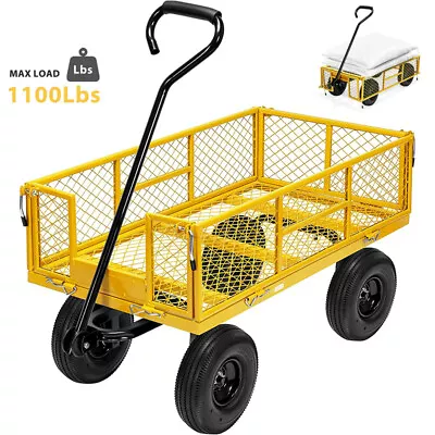 1100lbs Heavy Duty Steel Garden Cart Folding Utility Wagon W/ Removable Sides • $99.99