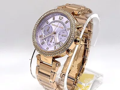  Michael Kors MK6169 Parker Purple Dial Chronograph Rose Gold-Tone Women's Watch • $206.25