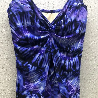 Miracle Suit 8 10 Underwire Power Lining Blue Tummy Back Smoother Tankini Top • $19