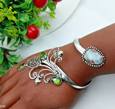 Larimar &  Blue Topaz Gemstone 925 Sterling Silver Jewelry Cuff Bracelet • $21.24