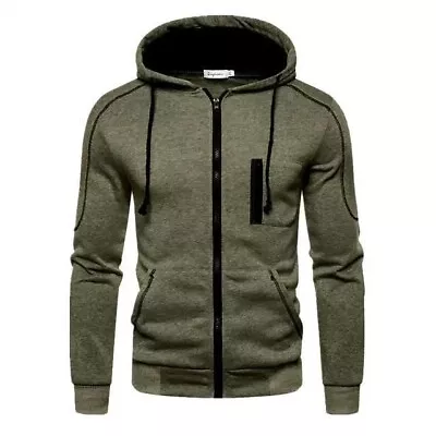 New Athletic Sherpa Lined Fleece Zip Up Hoodie Army Green Size (XL) US Large • $15.99