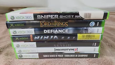 Xbox 360 Game Lot 0f 7 Games - Sniper/Lord Of The Rings/Defiance/Skyrim/Poker • $12.99