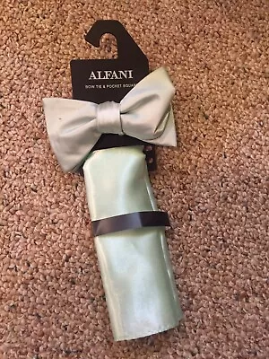 Alfani NEW Mint Men's Bow Tie And Pocket Square Silk Set • $20.99