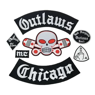 Outlaws Chicago MC Motorcycle Biker Embroidery Patches Iron On For Jacket Vest • $27.79