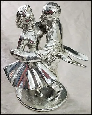 Chrome? Fred Astaire Dance Studio Metal Statue Dancers 1950s? Heavy Not Trophy  • $33