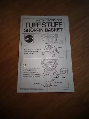 MATTEL Tuff Stuff  Child’s Toy Shopper Cart Assembly Instructions 1973 • $4.30