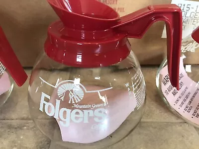 Vintage Folgers Mountain Ground Commercial Coffee Carafe Red Plastic Top • $39.99