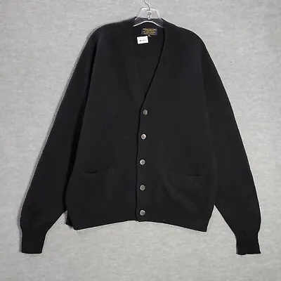 VINTAGE Brooks Brothers Men Sweater 46 XL Black Cardigan 100% Pure Lambswool  • $96.96