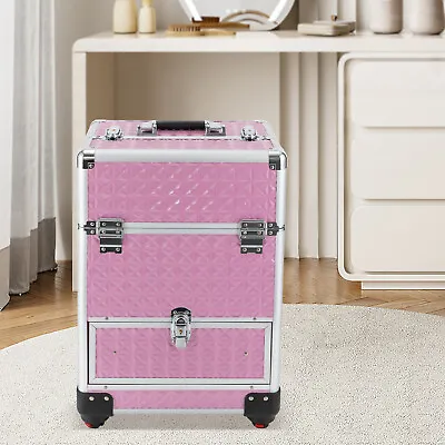 $76 • Buy Professional Rolling Makeup Train Case Cosmetic Trolley Organizer Makeup Case