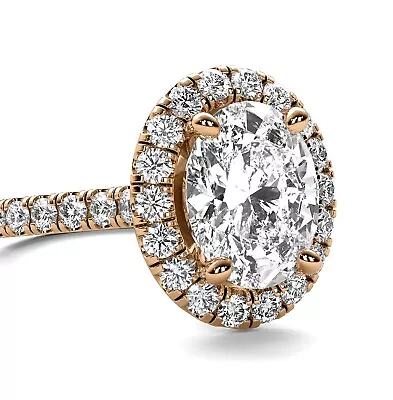 STUNNING HALO 2.93 Ct F VS1 Lab Grown Oval Diamond Engagement Ring 14k Rose Gold • $2711