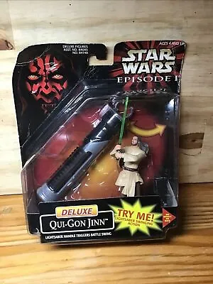 Star Wars Qui Gon Jinn Light Saber Handle Triggers Battle Swing Action Hasbro • $12.60