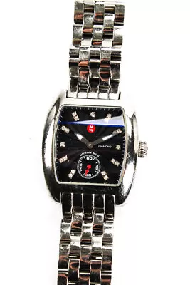 Michele Womens Urban Stainless Steel Diamond Detail Square Wristwatch Silver Siz • $525.01