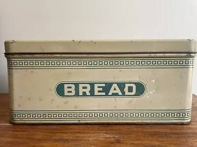 $45 • Buy Great Vintage Tin /metal Cream And Blue Bread Box-Medium Sized