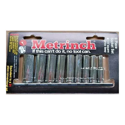 Metrinch Socket Set 1/4 Dr Deep Wall 9pc 5 -13mm 3/16 - 1/2  Metric SAE • $57.15