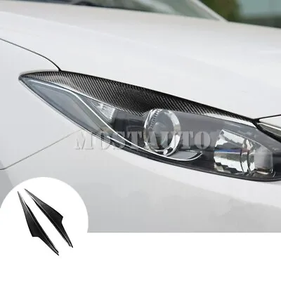 2X For Mazda 3 Mazda3 Carbon Fiber Headlight Eyebrow Eyelid Cover Trim 2014-2018 • $43.68