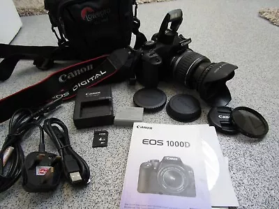 Canon EOS 1000D 10.1MP Digital SLR Camera + EF-S 18-55mm Zoom Lens + Bag • £160