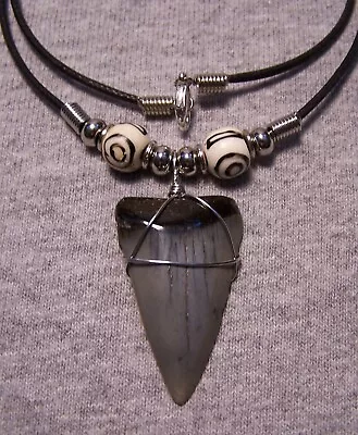 Mako Shark Tooth Necklace 1 5/8  Sharks Teeth Fossil Jaw Megalodon Scuba Diver • $20