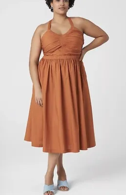 Lane Bryant Dress Plus Size 20 Gathered Bodice Sleeveless Fit And Flare In Adobe • $24.92