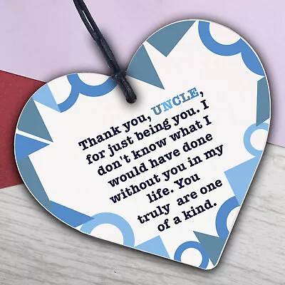 Novelty Uncle Gifts For Birthday Christmas Wooden Heart Plaque Best Uncle Gifts • £3.95