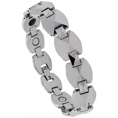 Tungsten Carbide Magnetic Bracelet W/ Triangular Facets • $42.99