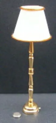 Brass Floor Working LED Battery Lamp Tumdee Dolls House Miniature Light DE306 • £15.99