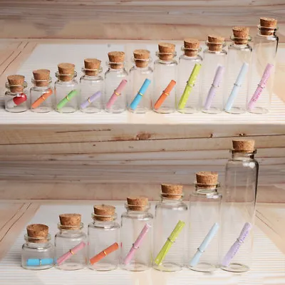 Mini Cork Stopper Glass Vial Jars Containers Bottle DIY Drift Bottle 4~55ml • $1.99