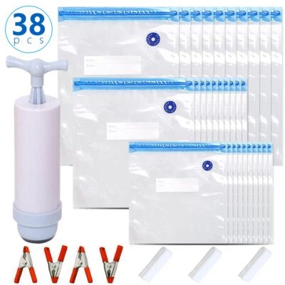£25.60 • Buy 38x Sous Vide Kit Vacuum Sealer Bags Food Storage Saver Hand Pump Sealing Clips