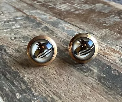 HAYWARD Gold Filled Cufflinks Horse Equestrian Concave Glass 1/20 12K GF Jewelry • $2.25