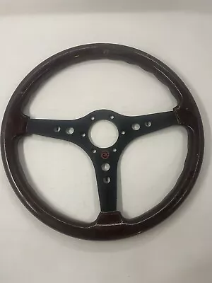 Vintage RAID Wooden Steering Wheel Black Metal 3 - Spoke • $159.99