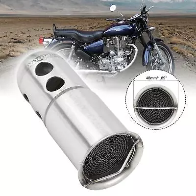 50mm Universal Motorcycle Exhaust Pipe Baffle Muffler Pipe Baffle Silver Tone • $19.94