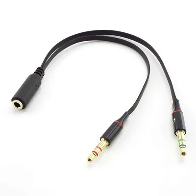 £1.91 • Buy 3.5mm Female To 2 Male Jack Headphone Headset Microphone Y Splitter Audio Cable