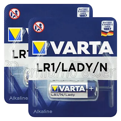 2 X Varta N Size / LR1 Batteries 1.5V Alkaline Lady MN9100 AM5 E90 4001 LR01 • $16.49