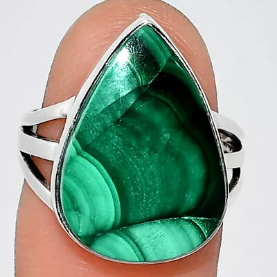 Natural Malachite Eye - Congo 925 Sterling Silver Ring S.7 Jewelry R-1003 • $10.99