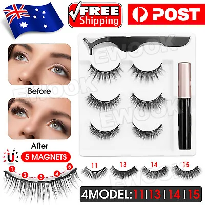 $6.45 • Buy Magnetic False Eyelashes Natural Eye Lashes Extension Liquid Eyeliner Tweezer