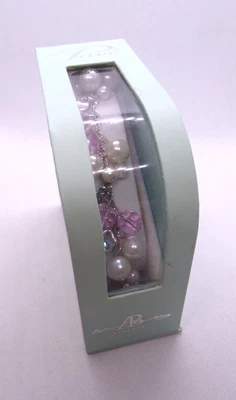 £4.99 • Buy PAVÉ Adrian Buckley Charm Bracelet With Faux Pearls & Pink Beads, Boxed - RH1