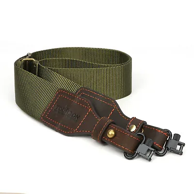 Tourbon Rifle/Shotgun Sling Webbing Strap Leather End With Swivels Random Color • $22.49