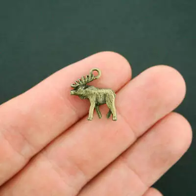 4 Moose Charms Antique Bronze Tone 3D - BC424 • $6.80