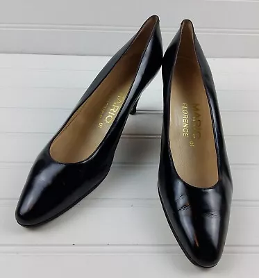 Vintage Mario Of Florence Women's Leather Heels Pumps Black Size 7.5N • $44.99