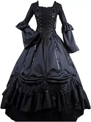 Tumknow Women's Black Gothic Victorian Mourning Dress Cosplay Ball Gown - Small • $59.95