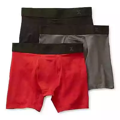 NEW Mens XERSION 3 PAIR Quick Dri Cotton BOXER BRIEFS. Gray Black Red SMALL • $18